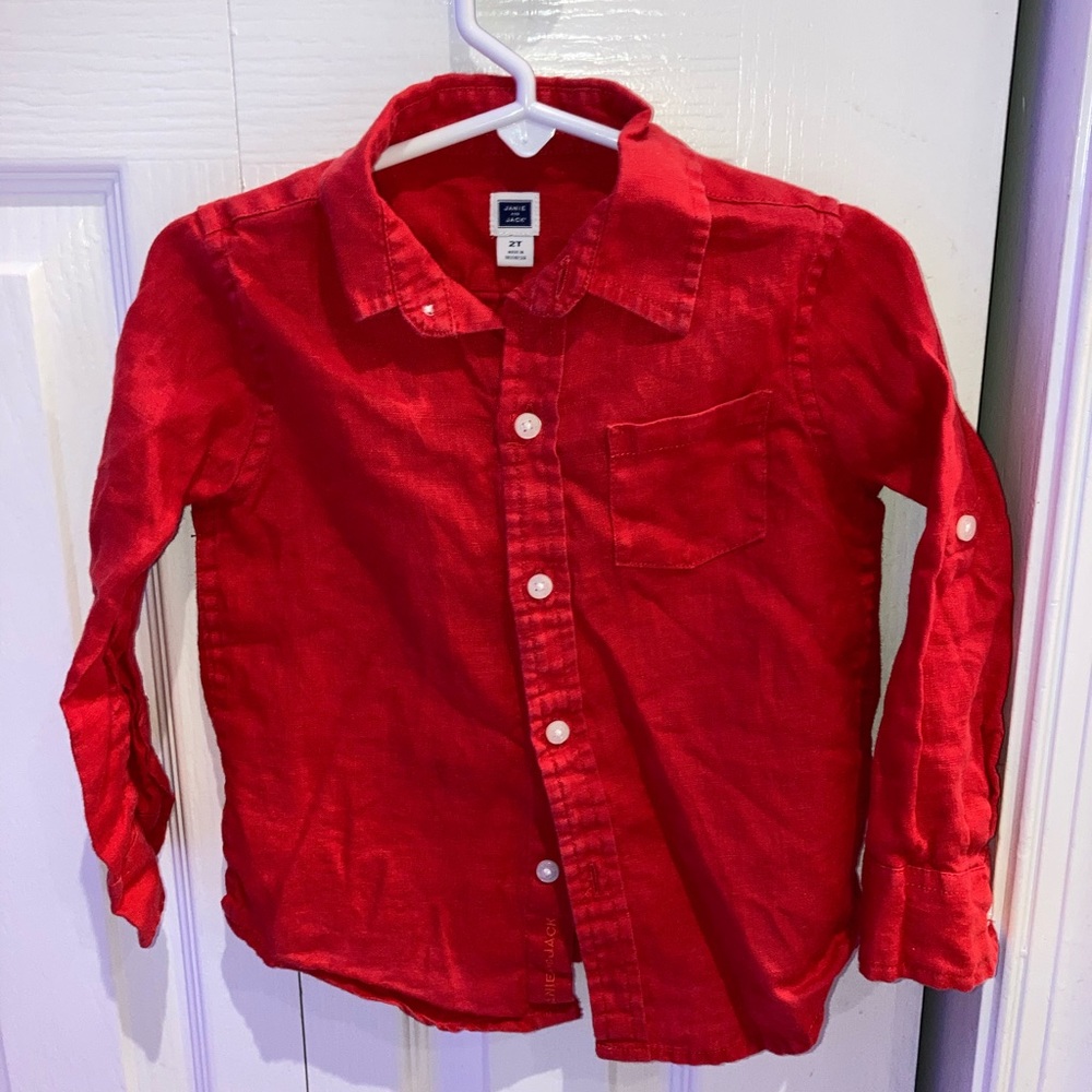 Red Linen Janie and Jack Dress Shirt